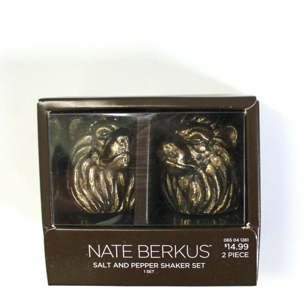 Nate Berkus Lion Salt and Pepper Shaker Set - Gold Tone